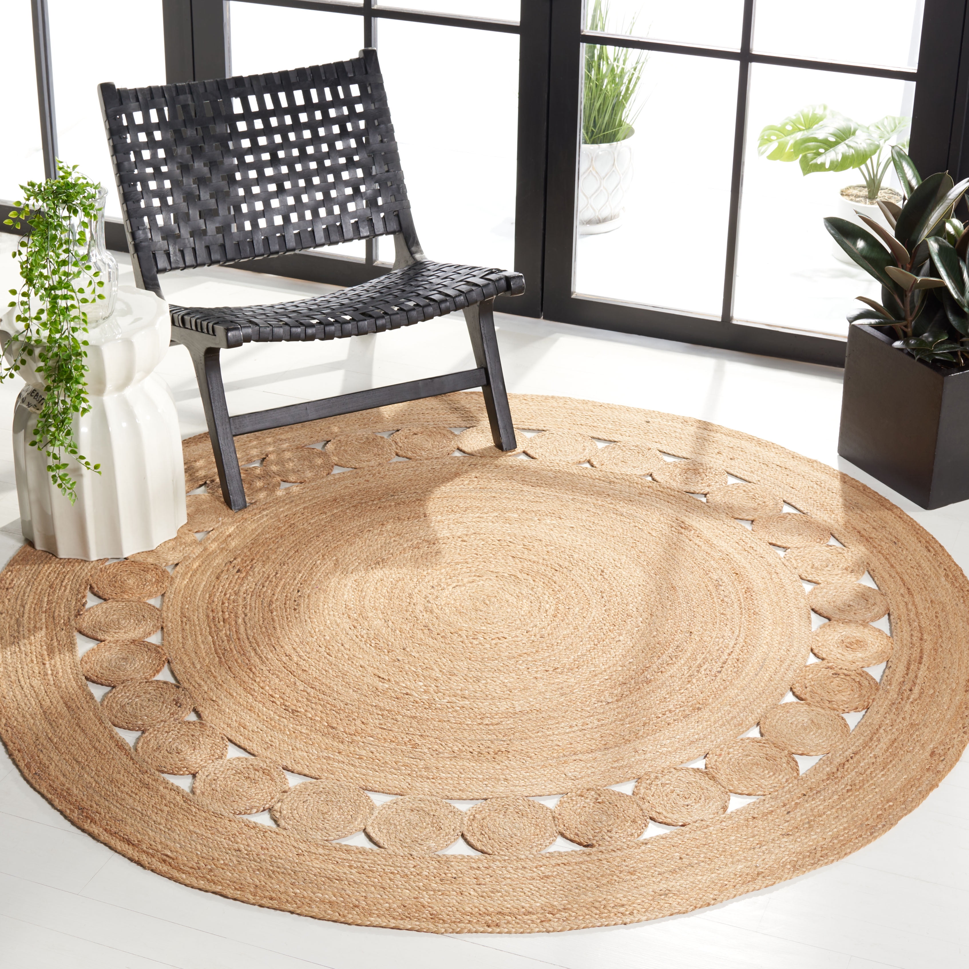 SAFAVIEH Natural Fiber Bradford Geometric Area Rug, Natural, 10' x 10' Round