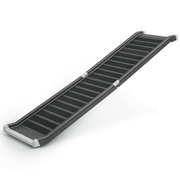 RTRWDC Foldable Steel Frame Pet Ramp with Non-Slip Step, Portable Pet Stair ，Adjustable Height & Scratch-Resistant PE Material for SUV/Truck/Car