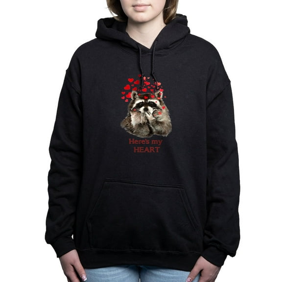 CafePress - Here's My Heart Cute Raccoon Blowing Kisses Quote - Pullover Hoodie, Classic & Comfortable Hooded Sweatshirt