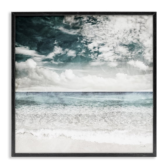 Stupell Industries Contemporary Misty Beach Clouds Sea Shoreline Collage Design Black Framed Giclee Art, 12 x 12, by Sophie 6