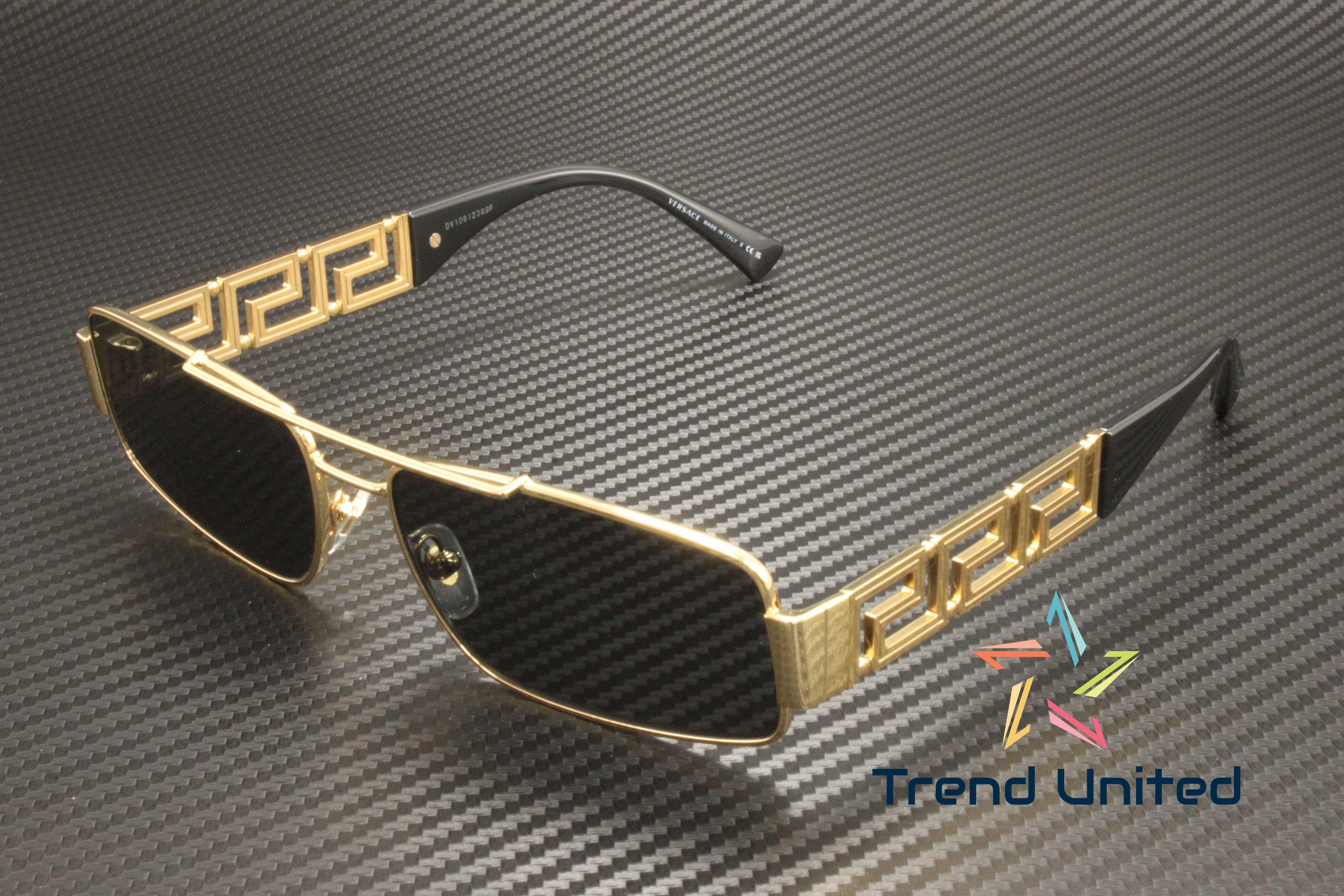 VERSACE VE2257 100287 Gold Dark Grey 60 mm Men's Sunglasses