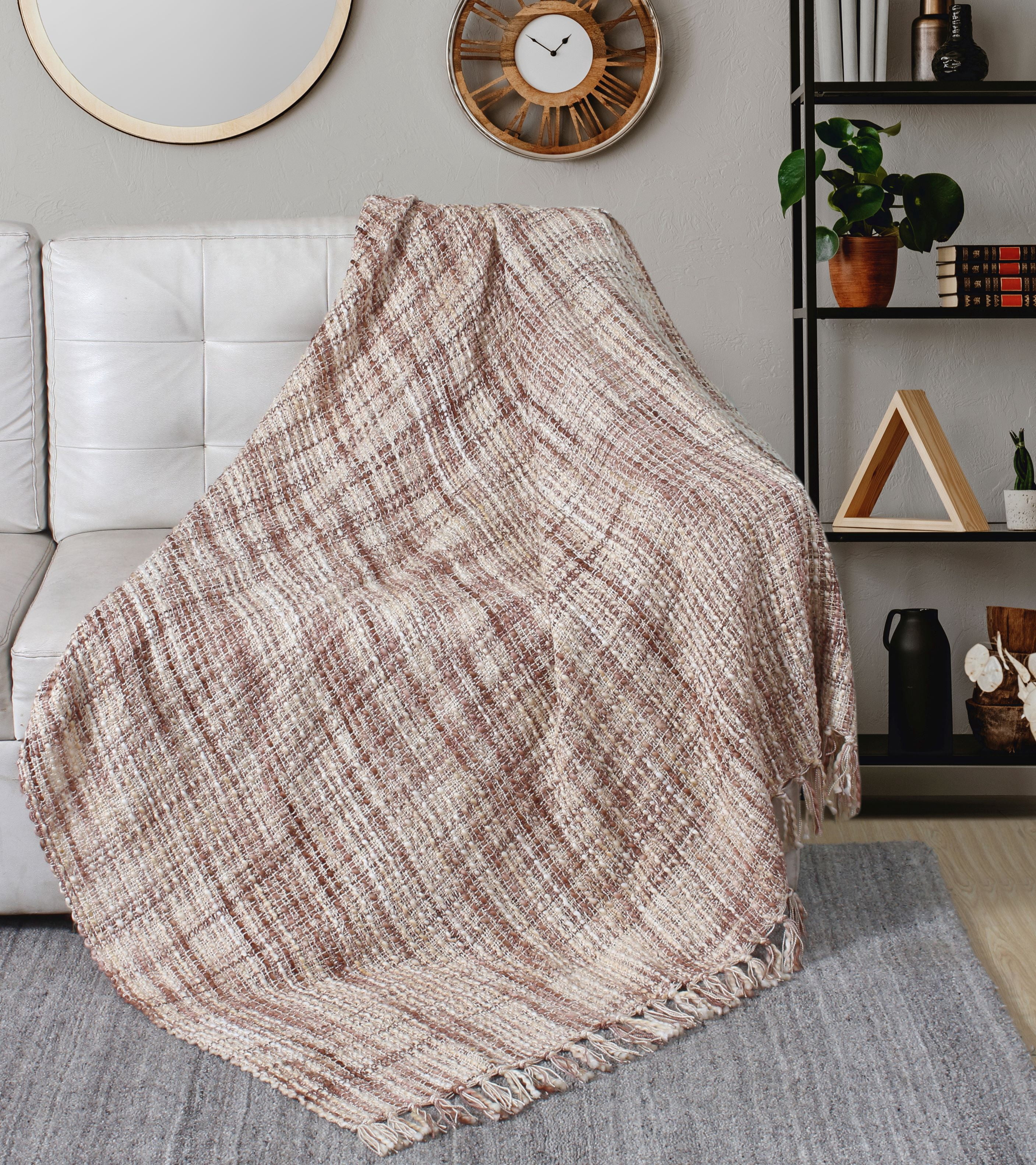 FabStyles Florence Soft Luxury Throw Blanket, 50" x 60", Lightweight Decorative Sofa & Bed Blanket