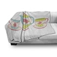thumbnail image 3 of Tea Soft Flannel Fleece Throw Blanket, Classic Porcelain Teapots with Floral Ornamental Cups for Vintage Feminine Afternoon, Cozy Plush for Indoor and Outdoor Use, 60" x 80", Multicolor, by Ambesonne, 3 of 6