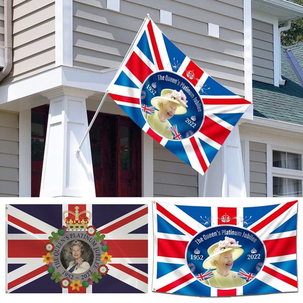 90X150Cm Bandera Union Jack Con Ojales De Metal Banderas Nacionales Del Reino Unido La Reina 70 A帽os Gloriosos Jubileo Bandera Platino Jubileo Bandera Decoraciones Para Colgar En El Jard铆n Al Aire Li