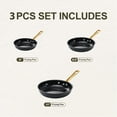 thumbnail image 3 of Chef Power 3 Pcs Non-Stick Ceramic Pots and Pans Set, with Stainless Steel Light Gold Handles, Stone Black, Dishwasher and Oven Safe, 3 of 5