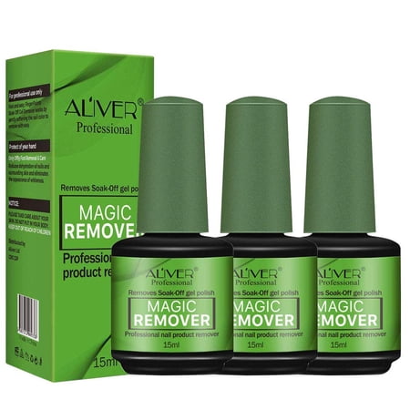 Aliver 3Pack Gel Remover Magic Burst Nail Polish Coat Soak off Remover Cleaner, 45ml