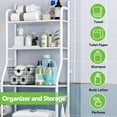 thumbnail image 2 of HioHa Over the Toilet Storage, 3-Tier Bathroom Organizer with Paper Holder & 3 Hooks, Sturdy & Stable Freestanding Space Saver Toilet Rack, White, 2 of 7