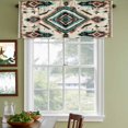 thumbnail image 3 of Red Teal Brown Curtain Valances for Windows, Kitchen Valance Window Treatments Panel 2 Pack, Southwestern Ethnic Geometric Boho Rod Pocket Short Curtains for Bathroom Bedroom 54 x 18 Inch, 3 of 8