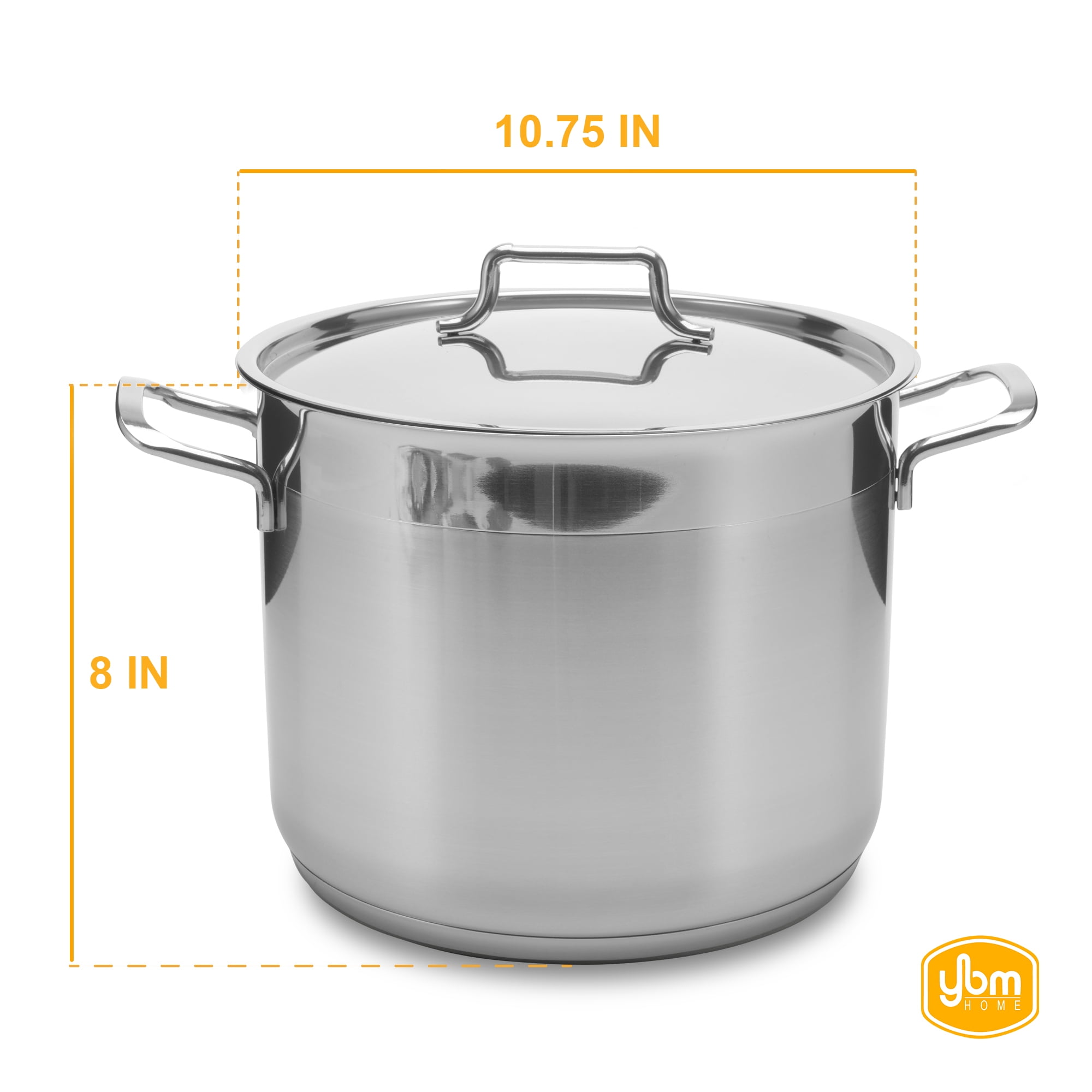 Gourmet Chef 8-Quart Stainless Steel Stock Pot with Glass Lid