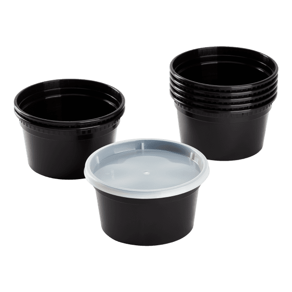 Karat 12 oz Black PP Injection Molded Round Deli Containers with Lids
