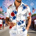 thumbnail image 6 of Leey-World Mens America 250 Anniversary Shirt Hawaiian Shirts for Men | Printed Men's Casual Short Sleeve Button-Down Shirts, Patriotic Style(White,L), 6 of 8