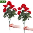 thumbnail image 7 of Scidweet 5 Pcs 21'' Artificial Flowers, Geraniums Fake Flowers Faux Plants for Summer Indoor Outdoor Home Table Garden Decoration, Ruby Red, 7 of 7