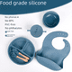 thumbnail image 1 of Plato de silicona de grado alimenticio para bebés, resistente a caídas, con ventosa, cuenco, tenedor, cuchara, babero, taza, plato de silicona, seis piezas, 1 of 3