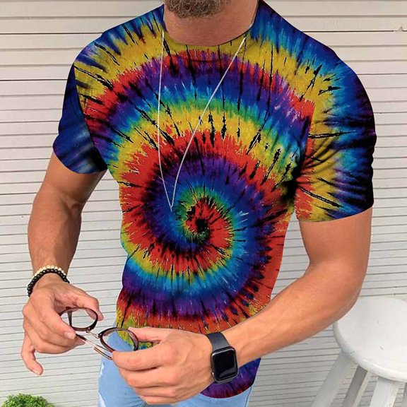 EQWLJWE Men's Graphic T-Shirt Men's Unisex Daily T Shirt 3D Print Graphic Print Tie-dye Print Short Sleeve Tops Casual Blouse