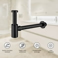 thumbnail image 3 of Ayna Decors Brass Contemporary Round Bottle P Trap 1 1/4, Basin Sink Waste Trap Drain Tube Kit Adjustable Height, Matte Black Finish, 3 of 5