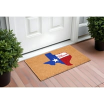 HomeRoots 555284 17 x 29 in. Natural Red White & Blue Coir Texas Outdoor Door Mat
