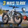 thumbnail image 5 of PUJH 4000W Peak Dual Motor Fat Tire Electric Bike for Adults, 160Nm High Torque Electric Mountain Bike with 52V 25Ah 1300Wh Battery, Full Suspension, 5 of 9