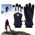 thumbnail image 4 of Guantes esquí Invierno Unisex Snowboard Cuero PU Antideslizante Pantalla táctil Impermeable M (-) azul blanco, 4 of 9