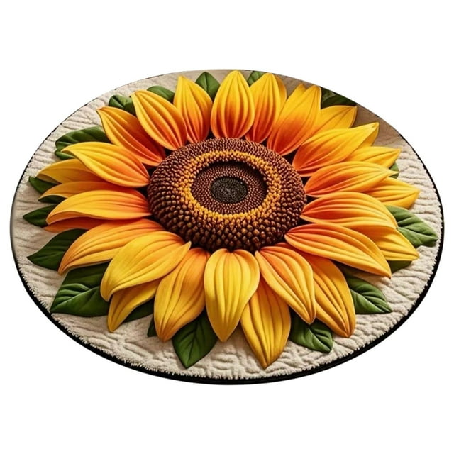 Curated Selection Pickme Plush & Diatomaceous Earth Floor Mat 3D Flower Rugs Optical Diatomite Bathroom Mat Quick Drying Non & Water Absorbent (60×60cm), 1 Rug, K