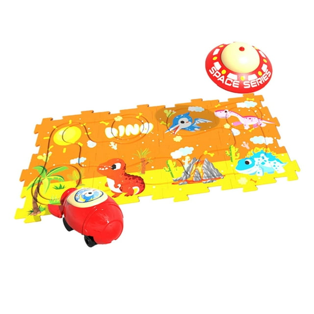 Juego de rompecabezas con pistas de rompecabezas y vehículo para niñas, niños y vacaciones tema de dinosaurio 8 piezas