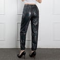 thumbnail image 4 of Women's Metallic Luster Jogging Pants Casual High Waisted Harlem Hop Streetwear Trousers with Shiny Finish(Color:Black,Size:XXL), 4 of 6