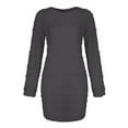 thumbnail image 3 of Gomelly Ladies Mini Dresses Long Sleeve Sweater Dress Casual Pullover Jumper Women Ribbed Knit Winter Fleece Dark Gray S, 3 of 4