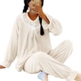 thumbnail image 4 of Sakmal Flannel Nightgowns for Women MooMoo Winter Pajama Sleep Dress White Crew Neck Long Sleeve Womens Nightgowns L, 4 of 7