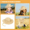 thumbnail image 4 of Sombrero de paja para niños para la playa, gorra con protección solar para niñas y niños, disfraz de granjero, sombrero tejido de ala ancha para verano al aire libre, 4 of 4