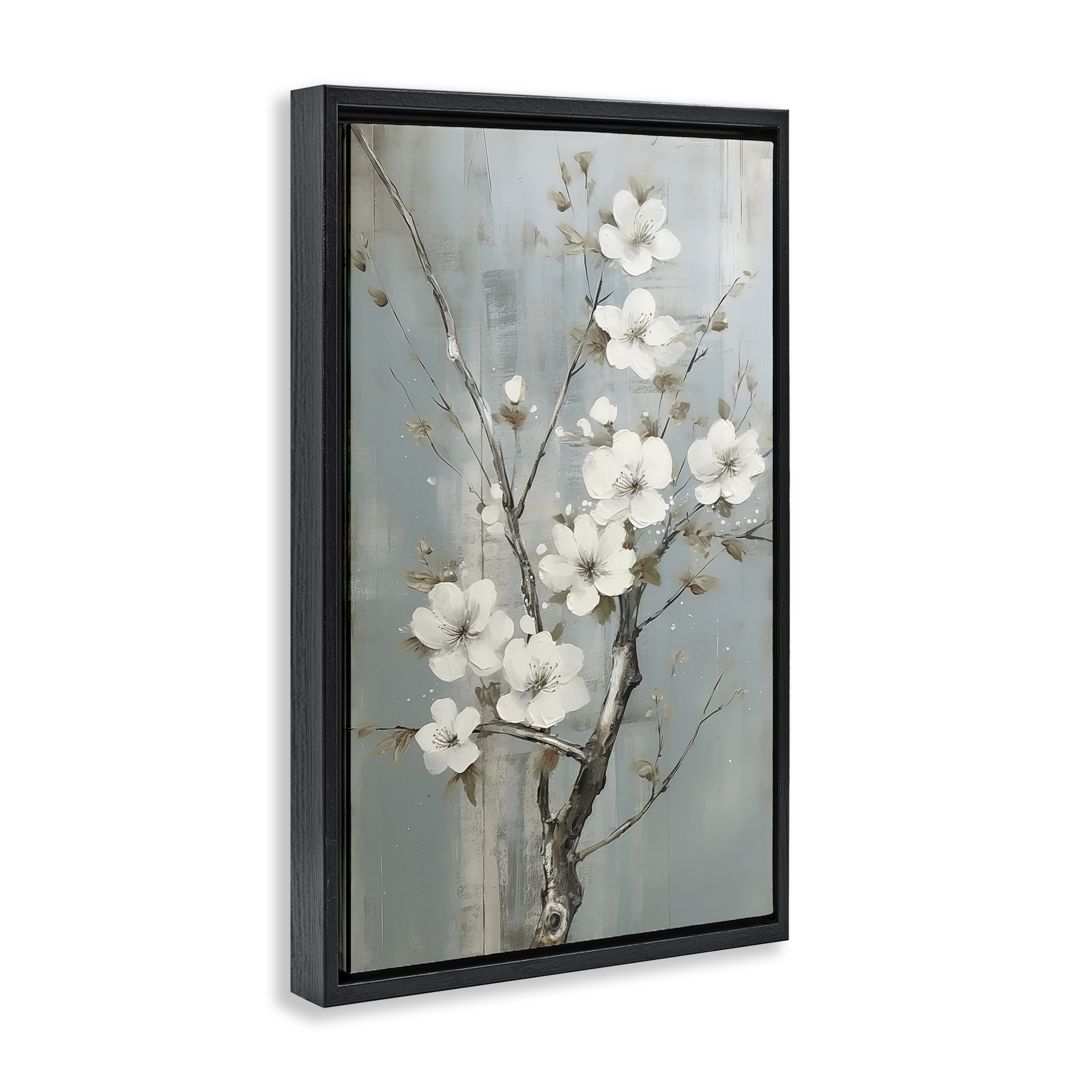 Stupell Industries White Apple Blossoms Botanical & Floral Painting Black Floater Framed Art Print Wall Art, 17 x 25