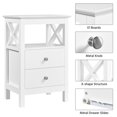thumbnail image 4 of Yaheetech Farmhouse Bedside Table with 2 Drawer and 1 Shelf Storage, White, 4 of 6