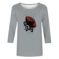 thumbnail image 4 of SOOMLON Womens 3/4 Length Sleeve Blouses Plus Size Tunic Game Day Tops Casual Crew Neck Shirts Cute Football Mom Print T Shirts 2025 Trendy Spring Summer Ladies Tops Loose Outfits Pullover Gray 4X, 4 of 4