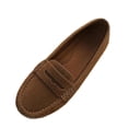 thumbnail image 2 of Women's Loafers Wide Width, British Style Suede Slip-On Flats for Women, Lightweight Comfortable Penny Loafers Casual Shoes, Brown/Black, 2 of 9