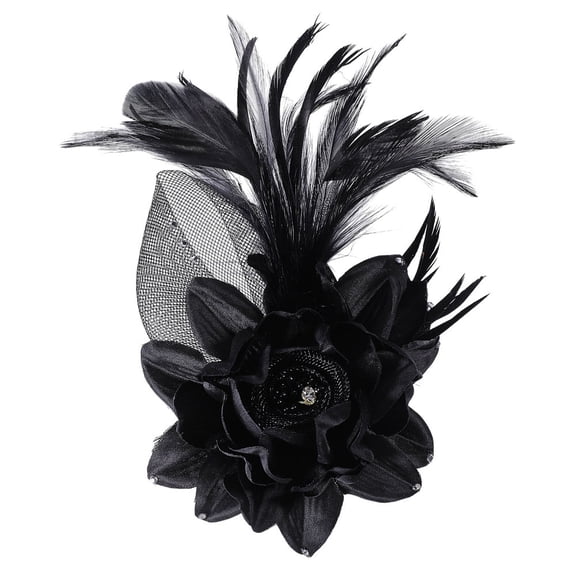 Feather Flower Brooch Flower Hair Clip Lapel Pin Shirt Suit Collar Accessories for Backpack Clothing Badges Black