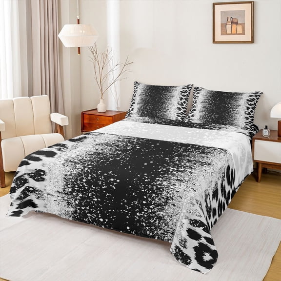 Homewish Animal Leopard Cheetah Print 3pcs Twin Sheet Sets For Teens Adults,Bling Glitter Twin Fitted Sheet,Abstract Gradient Breathable Flat Sheet,Breathable Home Decor