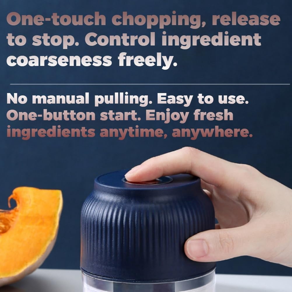 Cordless Multifunctional Mini Electric Garlic Chopper, Mini Electric Food Chopper, 4 Blades Wireless Food Processor for Garlic, Onion, Ginger, Chili, Vegetable, Meat, Nuts, Spices, Fruit