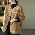 thumbnail image 4 of Women's Solid Color Round Neck Metal Button Plus Size Lightweight Coat Jacket Outerwear For Cold Weather, 4 of 5