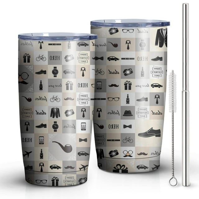 Gobelet Isolé 20oz, Gobelet de Voyage avec Couvercle, Porte-Gobelet Tasse de Voyage Amicale, Contenant Isotherme en Acier Inoxydable, Gobelet 20 Oz, Tasse à Café Réutilisable Isolée avec Couvercle (Fête des Pères)