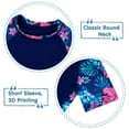 thumbnail image 4 of Aideaone Girls Short Sleeve Swimsuit 2-Piece Tankini Rash Guard Bathing Suit Sets Beach Swimwear 8-14T, 4 of 7