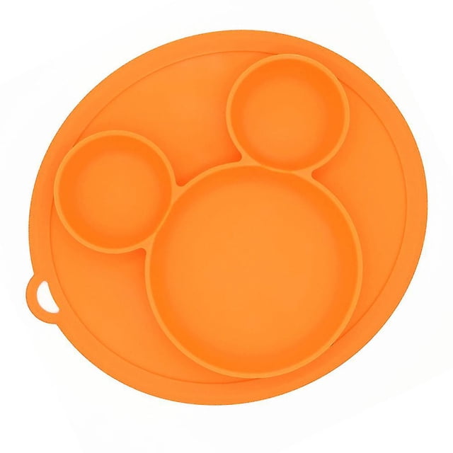 Plato de silicona para niños, cuenco con ventosa, platos de alimentación, vajilla, plato contenedor de comida para niños, Placematorange