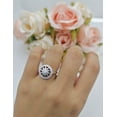thumbnail image 2 of Floral Round Sunflower Compass Ring Cubic Zirconia Rose Tone 925 Sterling Silver, Size 9, 2 of 7