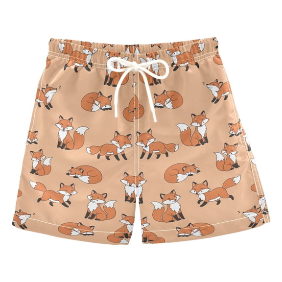 Forest Fox Animal Swim Trunks Quick Dry Beach Pool Board Shorts Lightweight Stylish Print Sizes 2T to XL