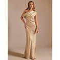 thumbnail image 4 of Gold Metallic One-Shoulder Asymmetric Mermaid Maxi Evening Gown, Elegant Formal Dress For Party Cocktail, 4 of 7
