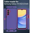 thumbnail image 3 of for Samsung Galaxy A15-5G Case,  Port Protection, Full-Body Non-Slip Silicone Rubber Covered, 3-Layer Heavy Duty Drop-proof Cover Phone Case, Red/Purple, 3 of 14