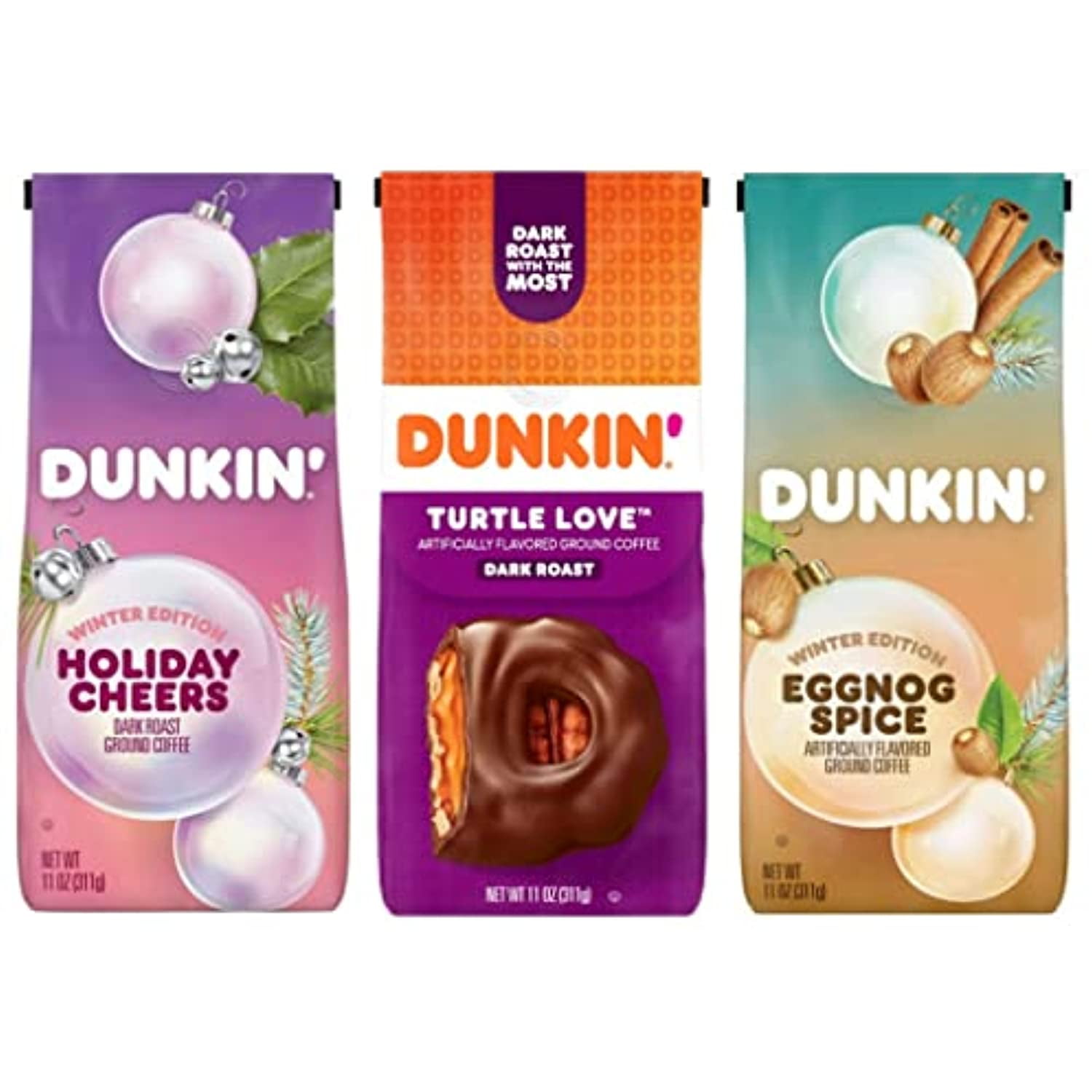 Dunkin Limited Edition Seasonal Holiday Ground Coffee Variety Pack