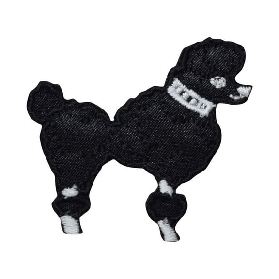 XS Black Poodle - Dog Facing Right - Iron on Applique/Embroidered Patch