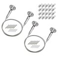 thumbnail image 1 of OTTFF 2 piezas de 2 mm x 6,5 pies de acero inoxidable cable de suspensión para colgar alambre con 20 clips multiusos para colgar fotos, notas, guardería, escuela, arte, decoración de pared, carga 66 I, 1 of 5