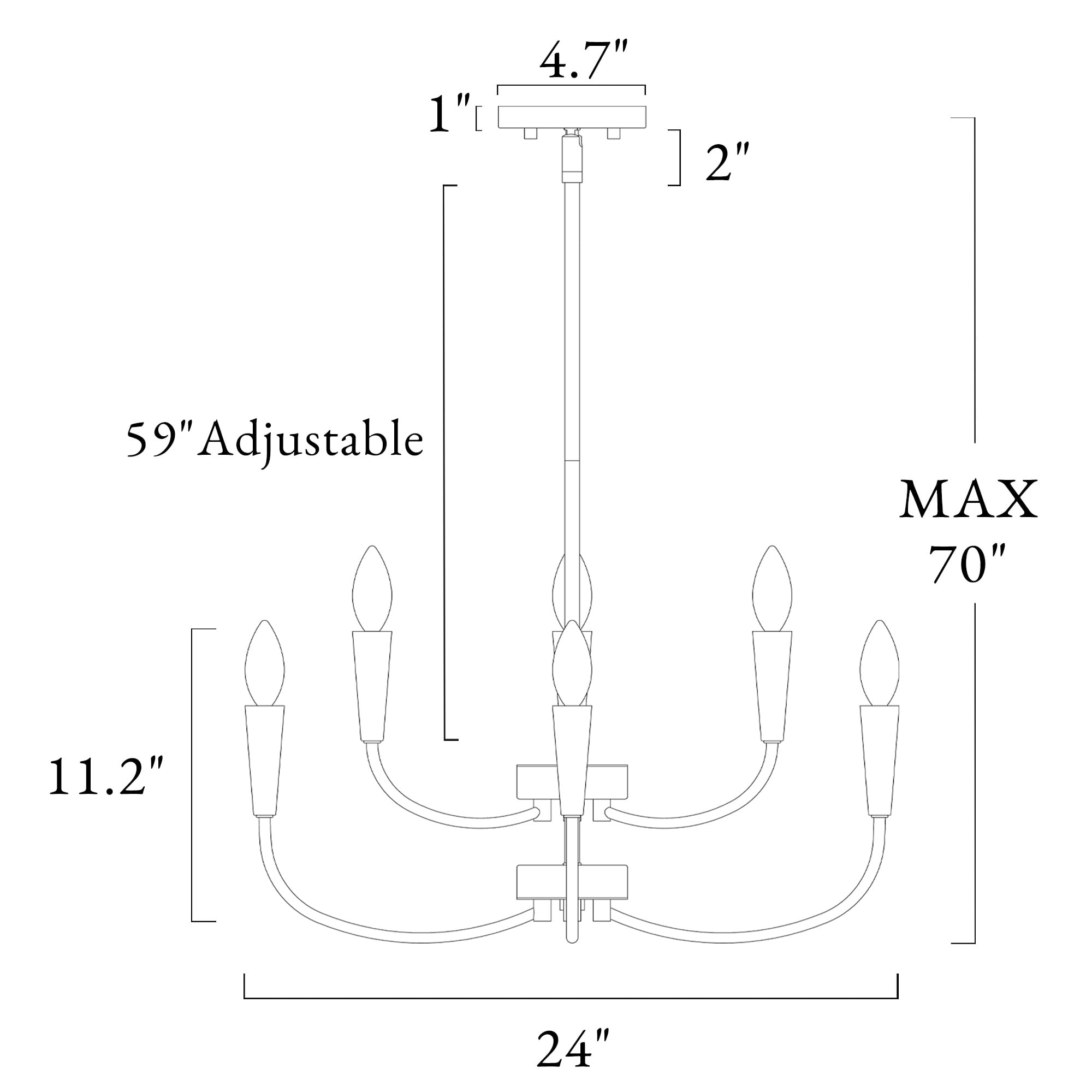 LNC Trucatinon 6 -Light Matte Black Metal Chandelier