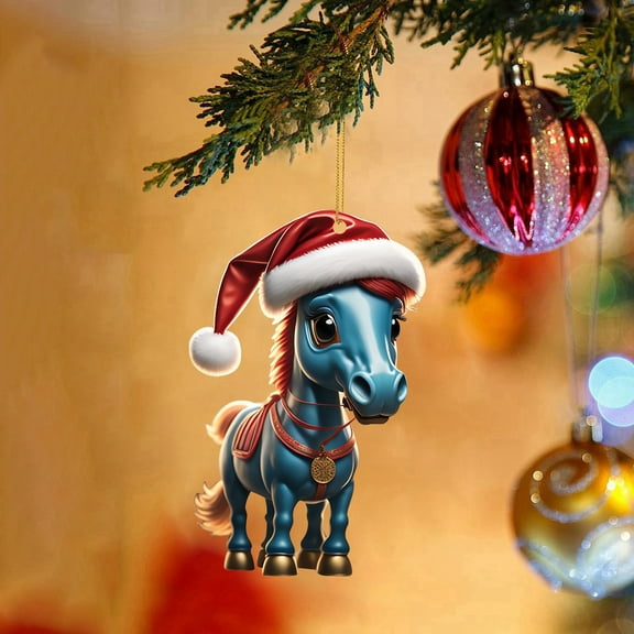YIMWNYI Christmas Tree Ornaments Mini Acrylic Horse Gifts for Christmas Hanging Decoration Xmas Party Favors Horse Lovers Gifts