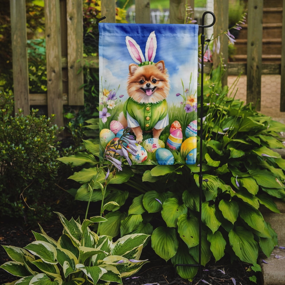 Pomeranian Easter Egg Hunt Garden Flag 11.25 in x 15.5 in