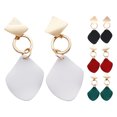 thumbnail image 2 of Grandest Birch 1 Pair Women Dangle Earrings Contrast Color Rhombus Shape Alloy Durable Drop Earrings Lady Accessory Alloy Black, 2 of 8